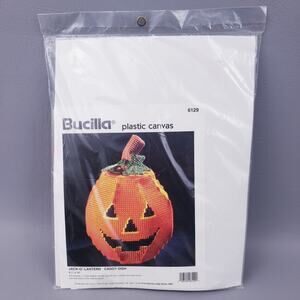 Bucilla Plastic Canvas Jack-O-Lantern Candy Dish Needlecraft Kit 6129